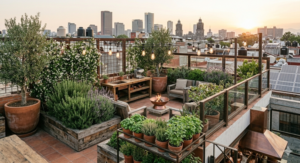 Terraza huerto urbano