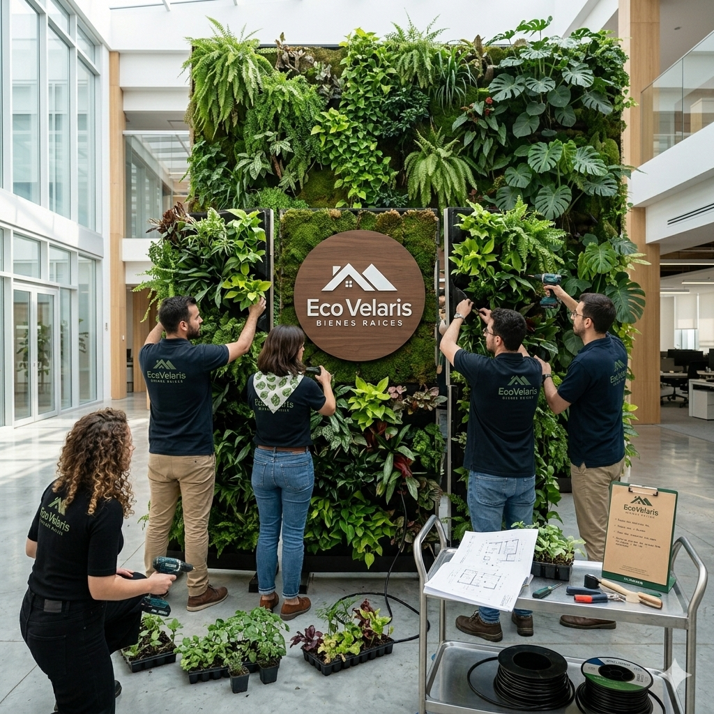 instalación de muro verde